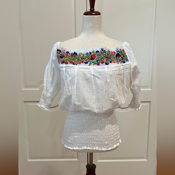PC. #B-2037 Tops - Boho Mexican top With san Antonino Silk Embroidery.